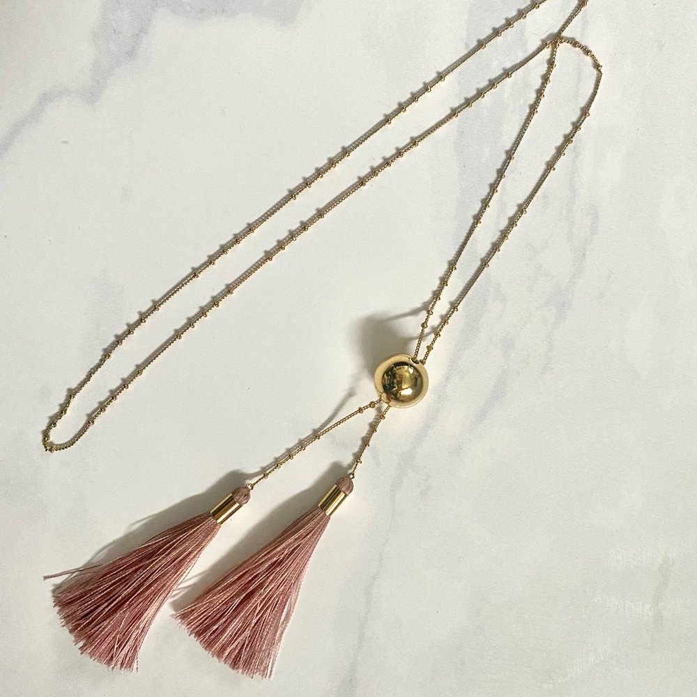 Gorjana Carmen Tassel Necklace Pink adjustable